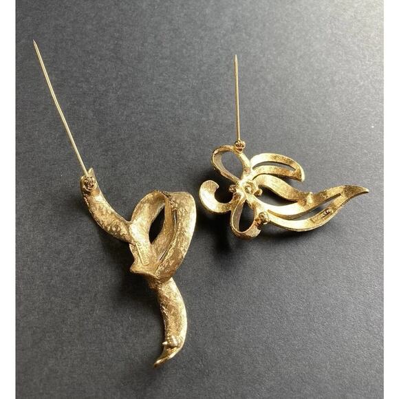 Bundle of Estate Brooches Gold Tone Monet West Germany Stones Filigree Vintage - Picture 6 of 16